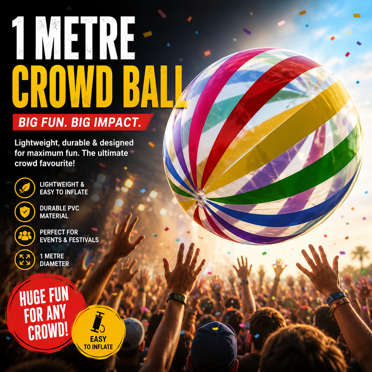 Non LED Crowd Balls - 1 Metre (Most Popular Size)