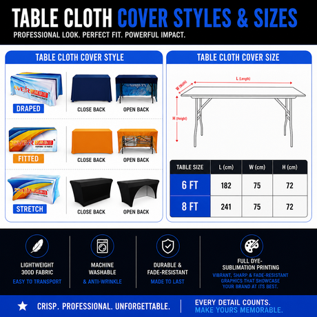 182cm / 6 Foot Draped Table Cloth