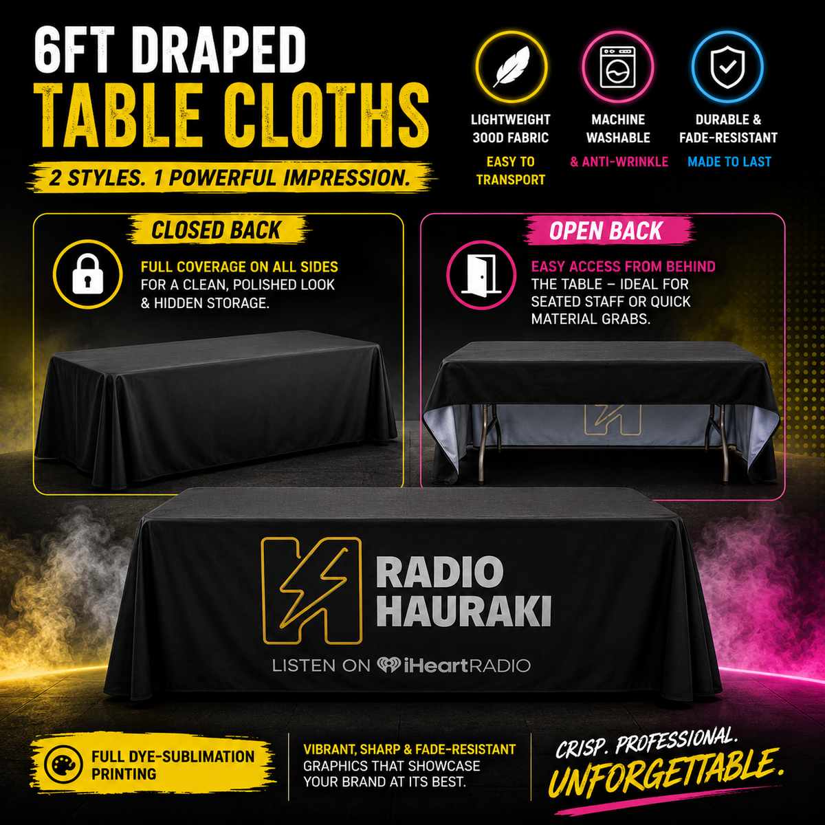 182cm / 6 Foot Draped Table Cloth