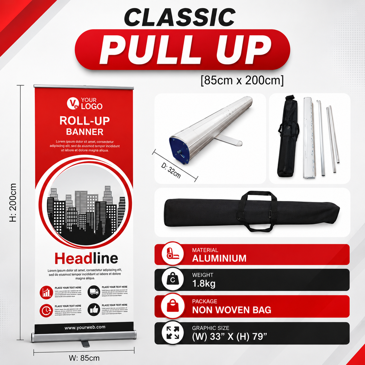 Classic Pull-Up Banner 85cm x 200cm
