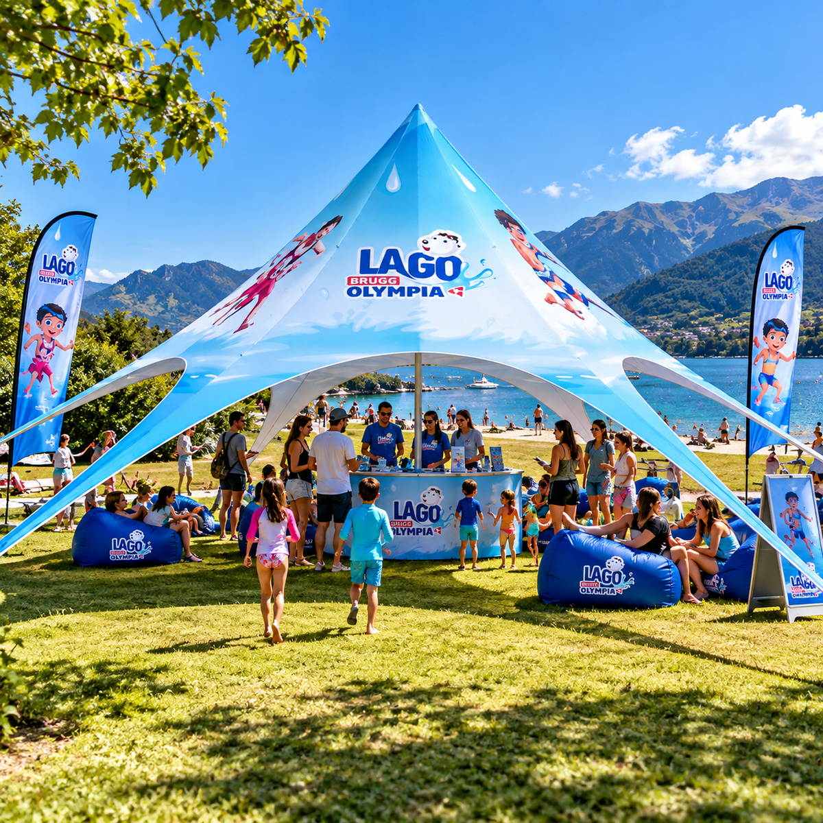 6M Custom Printed Spider / Star Tent – Branded Promotional Event Shelter